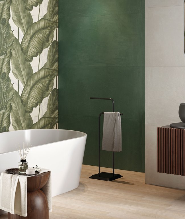 Green porcelain stoneware tiles for floorings and coverings | Ceramica