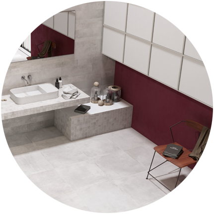 Concrete effect bathroom tiles