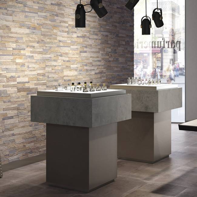 3D stone effect porcelain stoneware