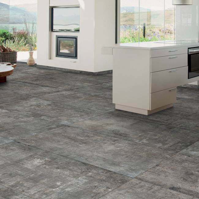 Concrete effect porcelain tiles