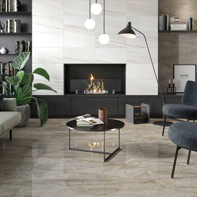 Marble-effect porcelain stoneware collection.