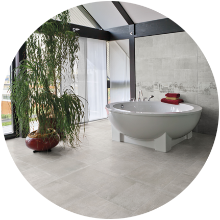 Concrete effect bathroom tiles