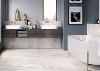 Marble effect porcelain stoneware: the technical quality of stoneware combined with timeless elegance